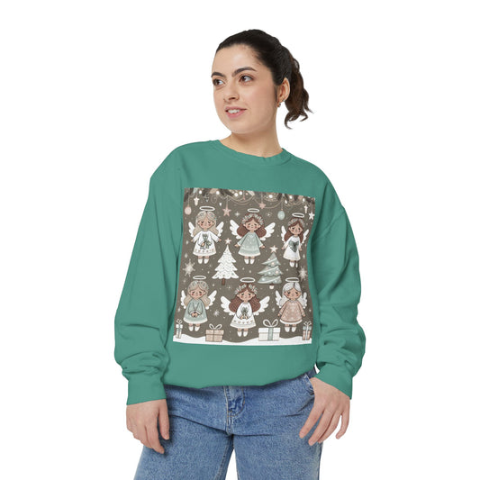 Navideño, angelitos Unisex Garment-Dyed Sweatshirt